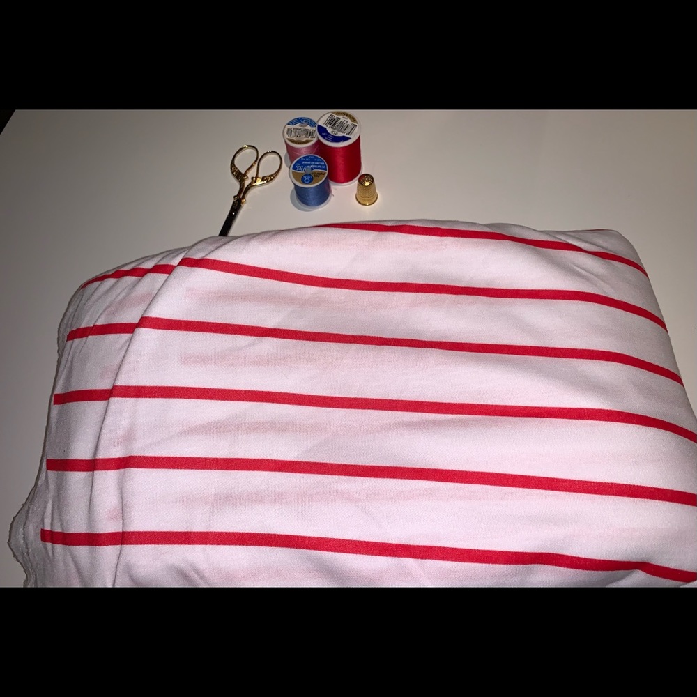 Red and White Striped Jersey Fabric